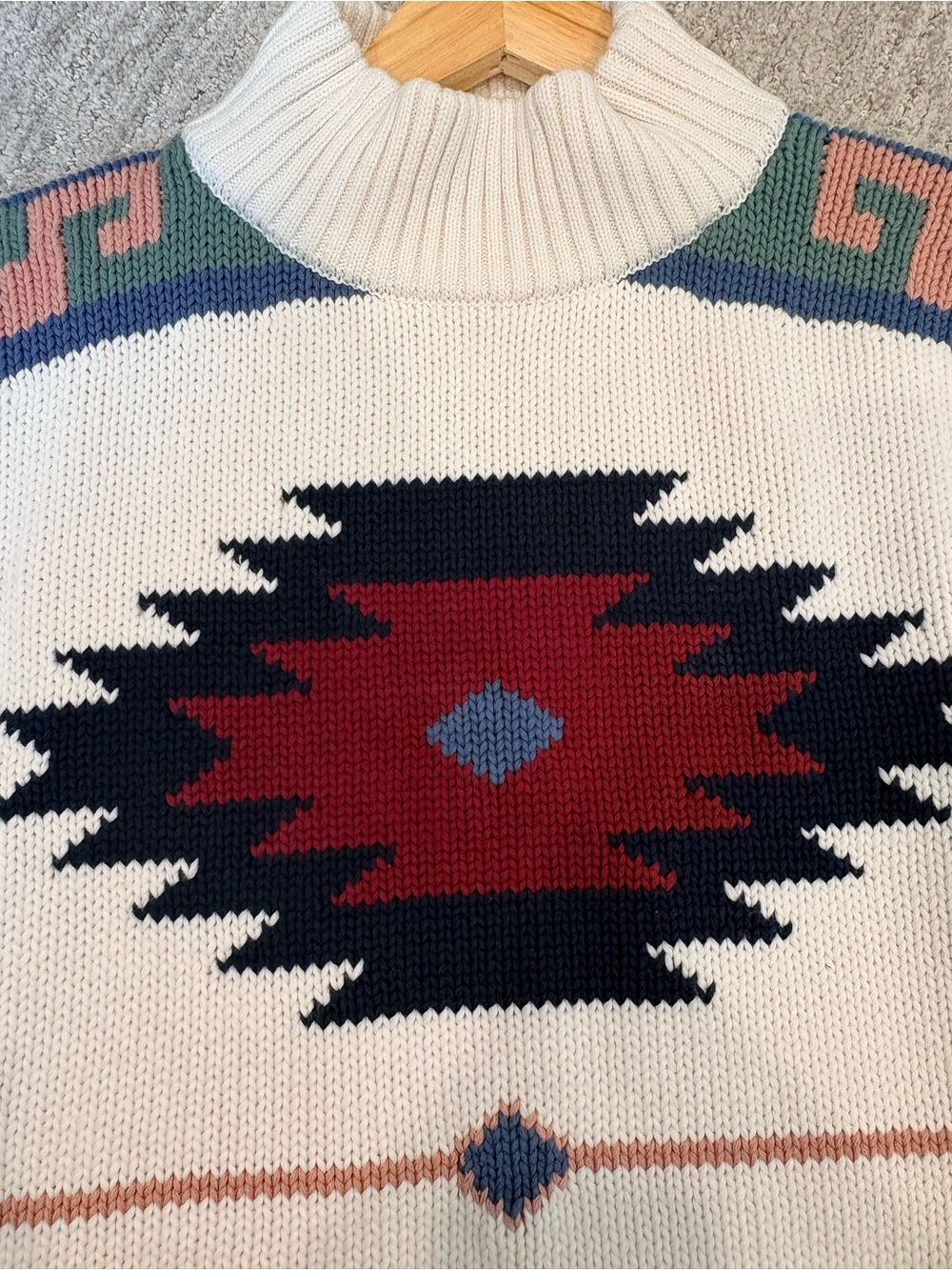 The Upside 100% Organic Cotton Southwestern Mock Neck Knit Sweater | Size Small - Picture 7 of 10